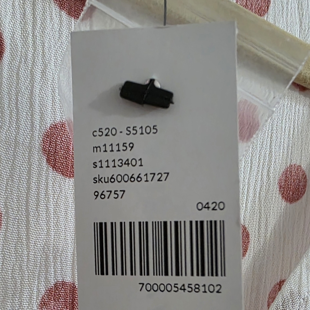 Lane Bryant White Blouse with Pink Dots - Picture 5 of 8